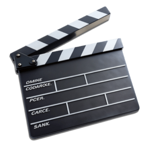 e810c1a3-fcb7-4ea2-892b-a4dda6d630a5 Dot Media video production - Black and white film production clapperboard.