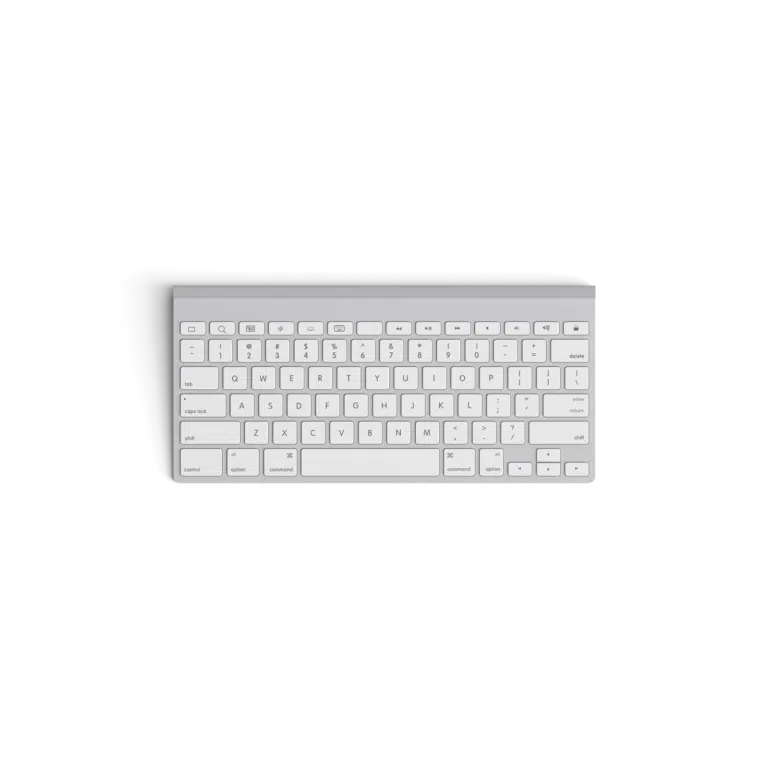 Dot Media workspace accessory - Apple-style white keyboard.
