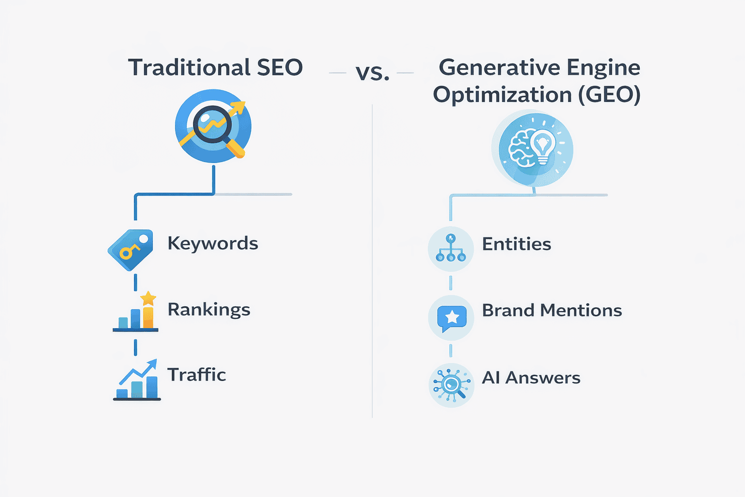Generative Engine Optimization in Jordan diagram showing GEO vs SEO and how AI Overviews cite sources