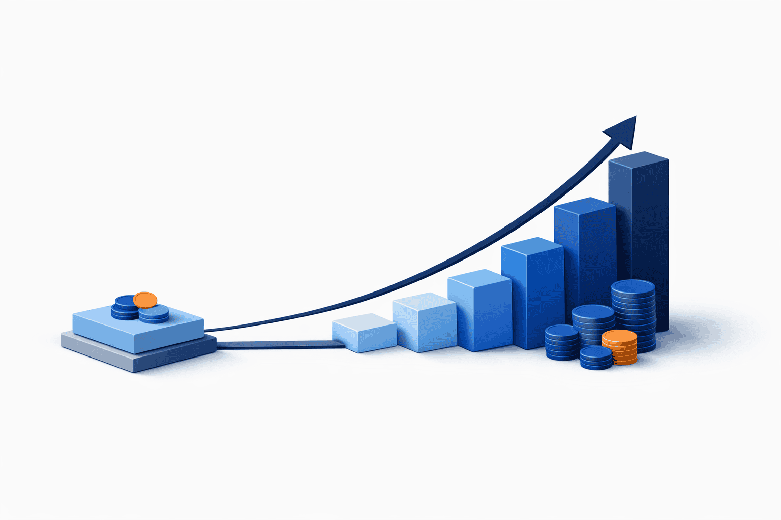 Corporate infographic visualizing long term cost growth from cheap marketing services increasing customer acquisition cost and reducing marketing ROI