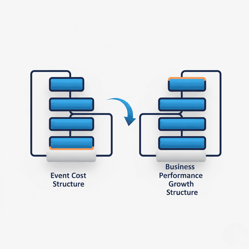 Infographic visualization of corporate event cost structure compared to measurable event ROI in Jordan