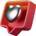 Dot Media 3D heart-like icon for social media engagement.