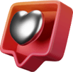 Dot Media 3D heart-like icon for social media engagement.