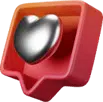 Dot Media 3D heart-like icon for social media engagement.